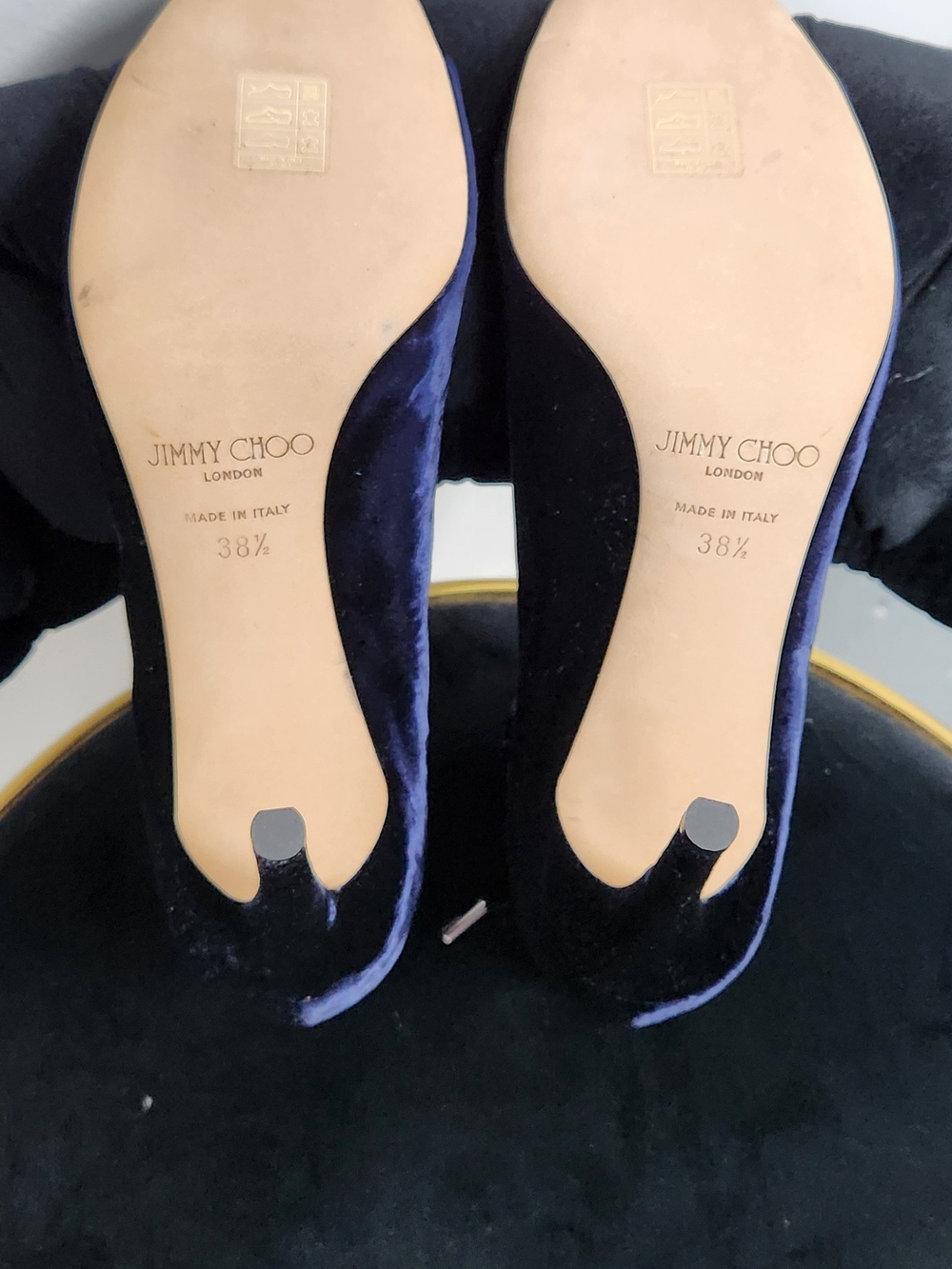 Jimmy Choo Mavy Velvet Lace Up Peep Toe Booties Navy Blue Ankle Boots - Picture 7 of 8